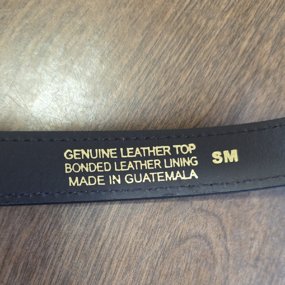 Brown Genuine Leather‎ Women's Belt Size Small 1" Thin Gold Buckle - Picture 2 of 8